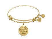 Expandable Bangle in Yellow Tone Brass with Mother Of The Bride Symbol