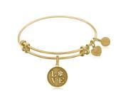 Expandable Bangle in Yellow Tone Brass with Volleyball Symbol