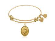 Expandable Bangle in Yellow Tone Brass with Faith Hope and Charity Symbol