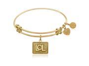 Expandable Bangle in Yellow Tone Brass with LOL Symbol