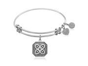 Expandable Bangle in White Tone Brass with Cola Nut Affluence Symbol