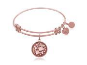 Expandable Bangle in Pink Tone Brass with Pisces Symbol