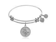 Expandable Bangle in White Tone Brass with Horse Symbol