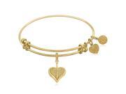 Expandable Bangle in Yellow Tone Brass with Heart With Cross Symbol