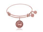 Expandable Bangle in Pink Tone Brass with Taurus Symbol