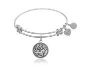 Expandable Bangle in White Tone Brass with Capricorn Symbol
