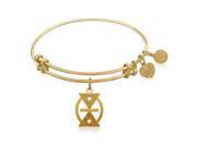 Expandable Bangle in Yellow Tone Brass with Adinkra Time Symbol