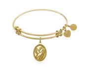 Expandable Bangle in Yellow Tone Brass with Peace Symbol
