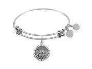 Expandable Bangle in White Tone Brass with Aunt Symbol