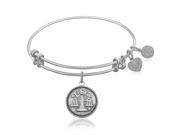 Expandable Bangle in White Tone Brass with Libra Symbol
