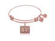 Expandable Bangle in Pink Tone Brass with LOL Symbol