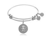 Expandable Bangle in White Tone Brass with Baby Boy Symbol