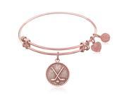 Expandable Bangle in Pink Tone Brass with Hockey Symbol