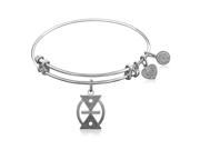 Expandable Bangle in White Tone Brass with Adinkra Time Symbol