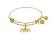 Expandable Bangle in Yellow Tone Brass with Mom Symbol