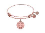 Expandable Bangle in Pink Tone Brass with Peace Universal Tranquility Symbol