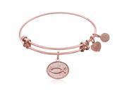 Expandable Bangle in Pink Tone Brass with Christian Fish Ichthys Symbol