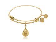 Expandable Bangle in Yellow Tone Brass with Water Symbol