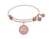 Expandable Bangle in Pink Tone Brass with Maid Of Honor Symbol