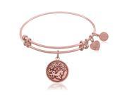 Expandable Bangle in Pink Tone Brass with Capricorn Symbol