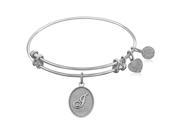 Expandable Bangle in White Tone Brass with Initial J Symbol