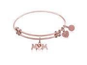 Expandable Bangle in Pink Tone Brass with Mom Symbol