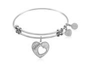 Expandable Bangle in White Tone Brass with Mother s Special Love Symbol