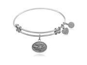 Expandable Bangle in White Tone Brass with Eye Of The Horus Protection Symbol