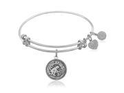 Expandable Bangle in White Tone Brass with Aquarius Symbol