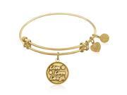 Expandable Bangle in Yellow Tone Brass with Joy of Life Symbol
