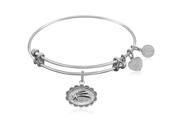 Expandable Bangle in White Tone Brass with Shooting Star Make A Wish Symbol