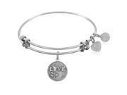 Expandable Bangle in White Tone Brass with Love Special Message Symbol