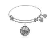 Expandable Bangle in White Tone Brass with Rain Cleansing Waters Symbol