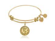 Expandable Bangle in Yellow Tone Brass with Global Warming Think Green Symbol