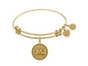 Expandable Bangle in Yellow Tone Brass with OMG! Symbol