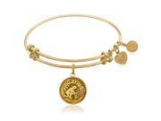 Expandable Bangle in Yellow Tone Brass with Aquarius Symbol