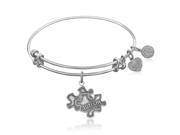 Expandable Bangle in White Tone Brass with Autism Awareness Symbol