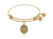 Expandable Bangle in Yellow Tone Brass with Initial X Symbol