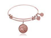 Expandable Bangle in Pink Tone Brass with Leo Symbol