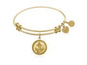 Expandable Bangle in Yellow Tone Brass with Anchor Secure Future Symbol