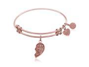 Expandable Bangle in Pink Tone Brass with Best Friends Symbol