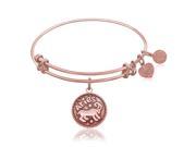 Expandable Bangle in Pink Tone Brass with Aries Symbol