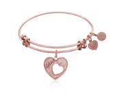 Expandable Bangle in Pink Tone Brass with Mother s Special Love Symbol