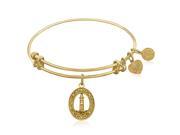 Expandable Bangle in Yellow Tone Brass with Lighthouse Beacon Of Hope Symbol