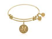 Expandable Bangle in Yellow Tone Brass with Butterfly Transformation Symbol