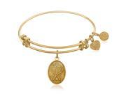 Expandable Bangle in Yellow Tone Brass with Tennis Symbol