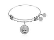 Expandable Bangle in White Tone Brass with Sailboat Smooth Journey Symbol