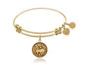Expandable Bangle in Yellow Tone Brass with Taurus Symbol