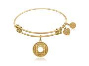 Expandable Bangle in Yellow Tone Brass with Nirvana Peace Of Mind Symbol