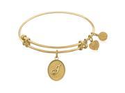 Expandable Bangle in Yellow Tone Brass with Initial J Symbol